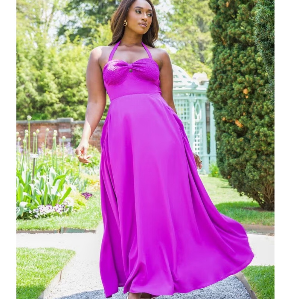 Rebdolls Jillian Smocked Halter Maxi A Line Dress 5X